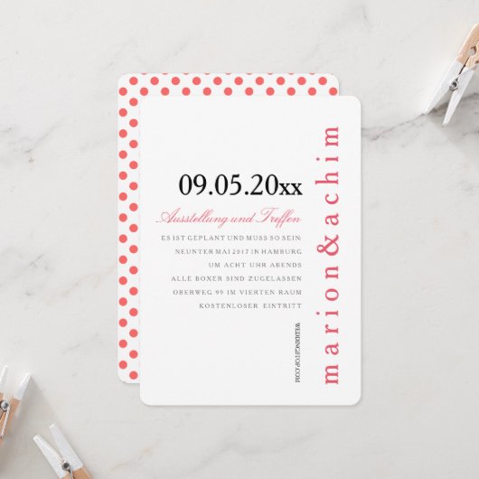 Muster grafisch Polka Punkte Einladung dezent (Voorkant / Achterkant in situ)