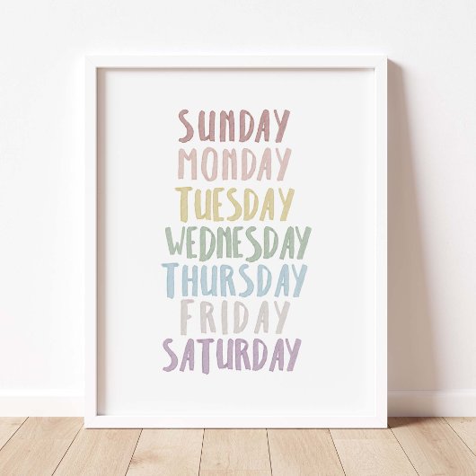 Mute couleur jours de semaine poster
