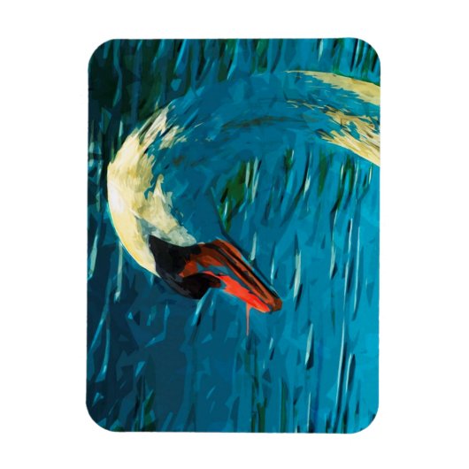 Mute Swan Abstract Impressionisme Magneet (Verticaal)