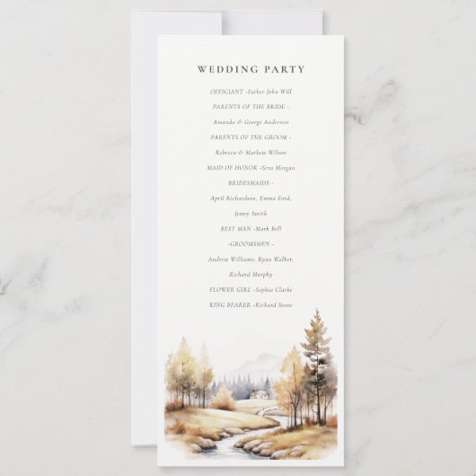 Muted Automne Programme de mariage paysager d'auto (Dos)