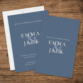 Muted Blue Minimal Wedding Invitation Kaart