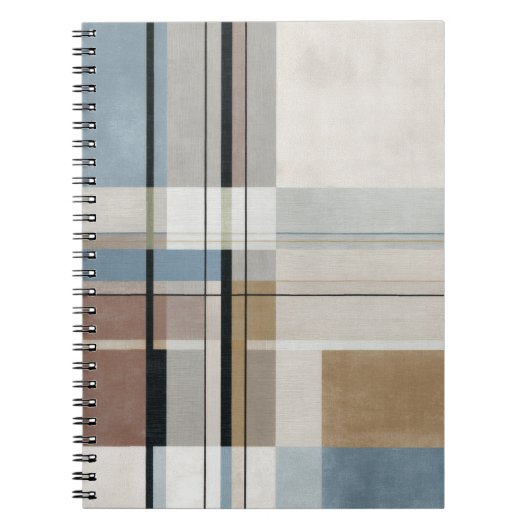Muted Blue Modern Grid Pattern Notitieboek (Voorkant)