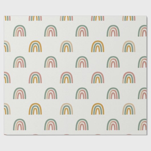 Muted boho rainbow scandi pattern cadeaupapier (Vlak)