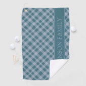 Muted Cyaan Plaid Pattern Custom Naam Golf Handdoe Golfhanddoek (Insitu)