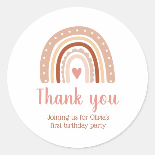 Muted Earthy Tone Boho Rainbow Dank u Ronde Sticker (Voorkant)