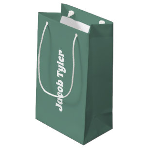 Muted Elegance - Ocean Blauwgroen naam Gift Bag Klein Cadeauzakje