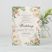 Muted Floral Archway Romance Wedding Kaart (Staand voorkant)