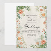 Muted Floral Archway Romance Wedding Kaart (Voorkant / Achterkant)