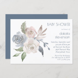 Muted Floral Bouquet Baby shower Roos van pasta Kaart