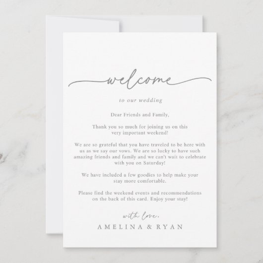 Muted Gray Simple Minimal Wedding Welcome Letter (Voorkant)