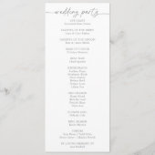 Muted Gray Simple Minimalist Wedding Program Programma (Achterkant)