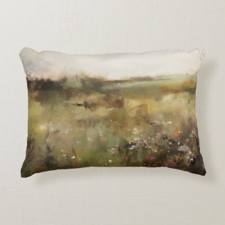 Muted Meadow Abstract Landschap Wildflower Art Accent Kussen
