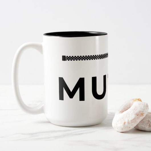 MUTED. Mug de café noir et blanc (Avec donut)