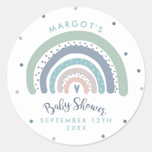 Muted Pastel Regenboog Baby shower Ronde Sticker