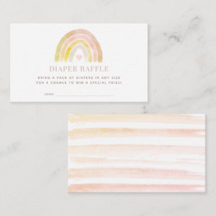 Muted Rainbow Waterverf Roze Luier Raffle Ticket Informatiekaartje