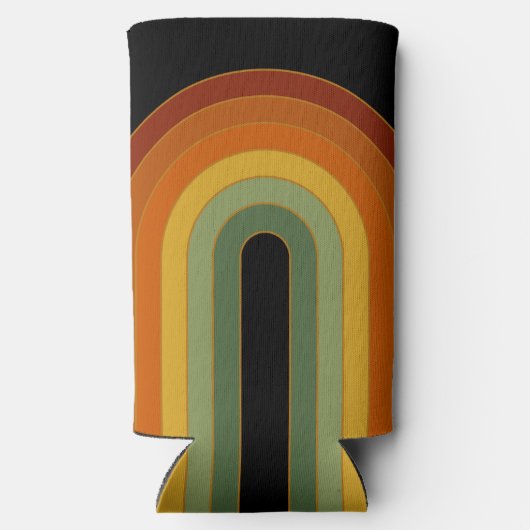 Muted Retro Seventies Groovy Rainbow Black (Achterkant)