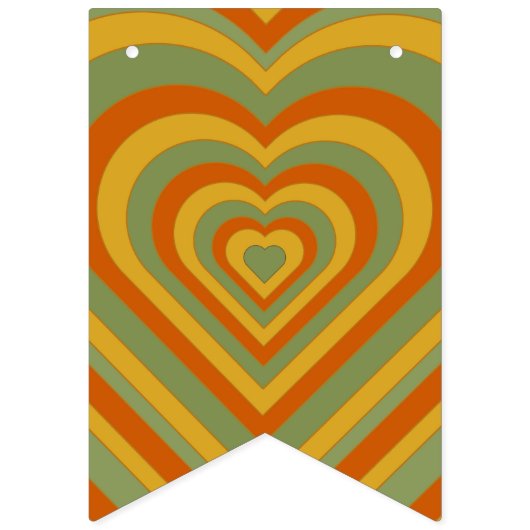 Muted Retro Seventies Groovy Rainbow Heart Vlaggetjes (Derde vlag)