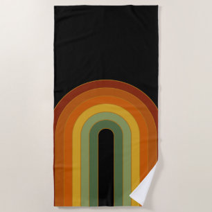 Muted Retro Seventies Rainbow Black Strandlaken