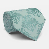 Muted Sage Green Tribal Damask Stropdas (Opgerold)