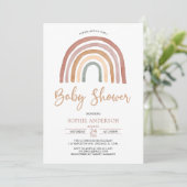 Muted Tones Boho Rainbow Baby shower Invitation Kaart (Staand voorkant)