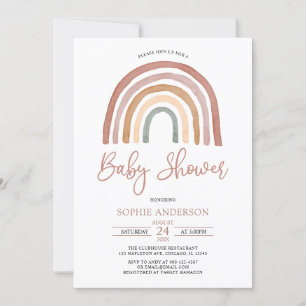 Muted Tones Boho Rainbow Baby shower Invitation Kaart