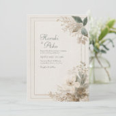 Muted Wildflower Folk Wedding Kaart (Staand voorkant)