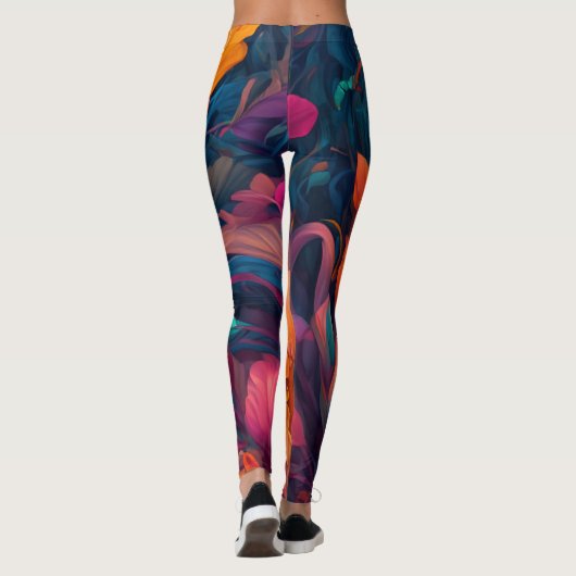Muticoloured grillige bloemen romantische kunst leggings (Achterkant)