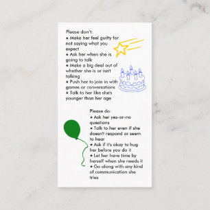 Mutisme sélectif Carte de visite d'anniversaire fi