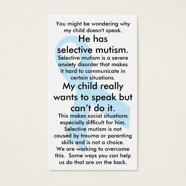 Mutisme sélectif Do's and Don'ts (mâle) (Devant)
