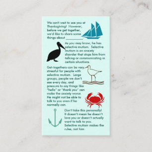 Mutisme sélectif Ensemble Garçon Carte de visite