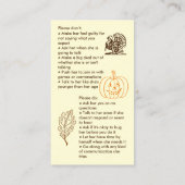 Mutisme sélectif Thanksgiving Girl Carte de visite (Dos)