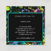 Mutlicolor Paint Splatter Makeup Artist Vierkante Visitekaartje (Achterkant)