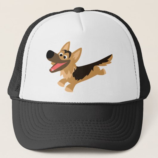 Muts met schattige gelukkige cartoon Duitse herder Trucker Pet (Voorkant)