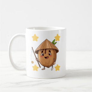 Muts met visvangende kokosnoot en conische hoed Ca Koffiemok