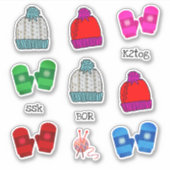 Mutsen Handschoenen Breien Vorm Scrapbook Stickers (Voorkant)