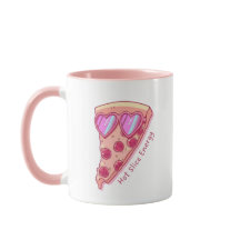 Mutsige mok voor pizzaliefhebber met roze hartzonn