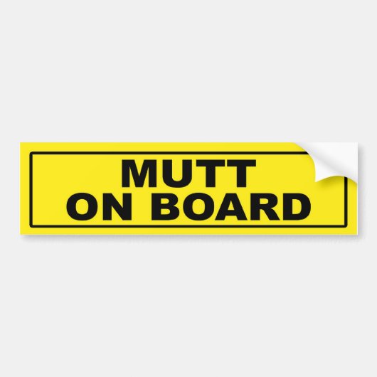Mutt aan boord bumpersticker (Voorkant)