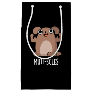 Mutt-scles Funny Animal Dog Pun Dark BG Klein Cadeauzakje