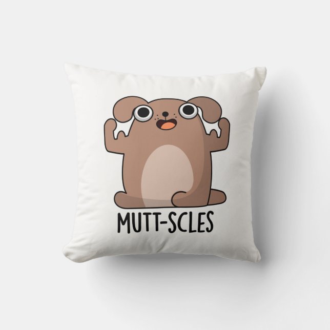 Mutt-scles Funny Animal Dog Pun Kussen (Voorkant)