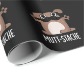 Mutt-stache Funny Dog Mustache Pun Dark BG Cadeaupapier (Rol Hoek)