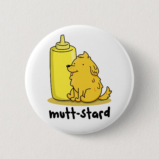 Mutt-stard Funny Doggy Mustard Pun Ronde Button 5,7 Cm (Voorkant)