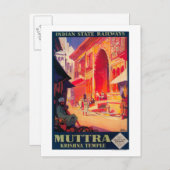 Muttra Krishna Temple Travel Poster Briefkaart (Voorkant / Achterkant)