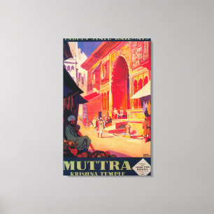 Muttra Krishna Temple Travel Poster Canvas Afdruk