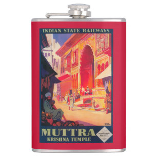 Muttra Krishna Temple Travel Poster Heupfles