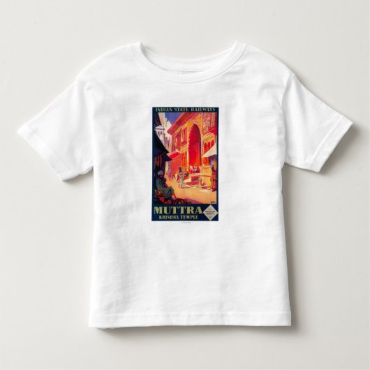 Muttra Krishna Temple Travel Poster Kinder Shirts (Voorkant)