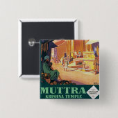 Muttra ~ Krishna Temple Vierkante Button 5,1 Cm (Voorkant /achterkant)