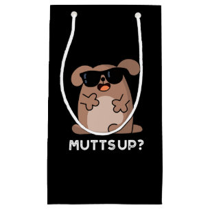 Mutts up Funny Doggie Pun Dark BG Klein Cadeauzakje
