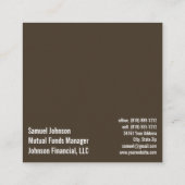 Mutual Funds Manager, effectenmakelaar Vierkante Visitekaartje (Achterkant)