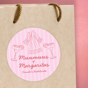 Muumuus & Margaritas Roze & Rode Bachelorette Ronde Sticker
