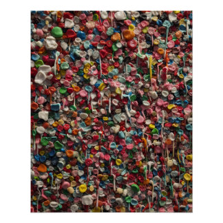 Muur vol gekauwde Bubble Gum Pret Foto Perfect Poster